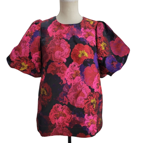 Pomander Place Tuckernuck Camellia Jacquard‎ Lyla Blouse Puff Statement Sleeves